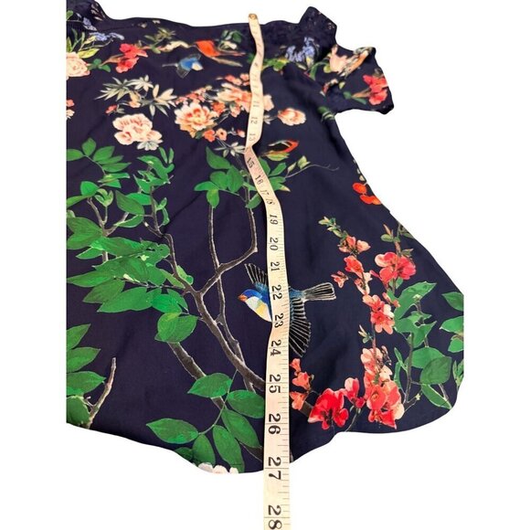 Express Womens Navy Multicolor Floral Blouse Size Small NWT - Picture 7 of 9